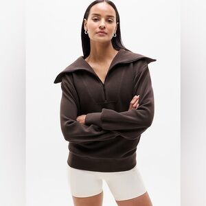 LIKE NEW - Athleta Ottoman Rib 1/4 Zip Sweatshirt - Truffle - Medium